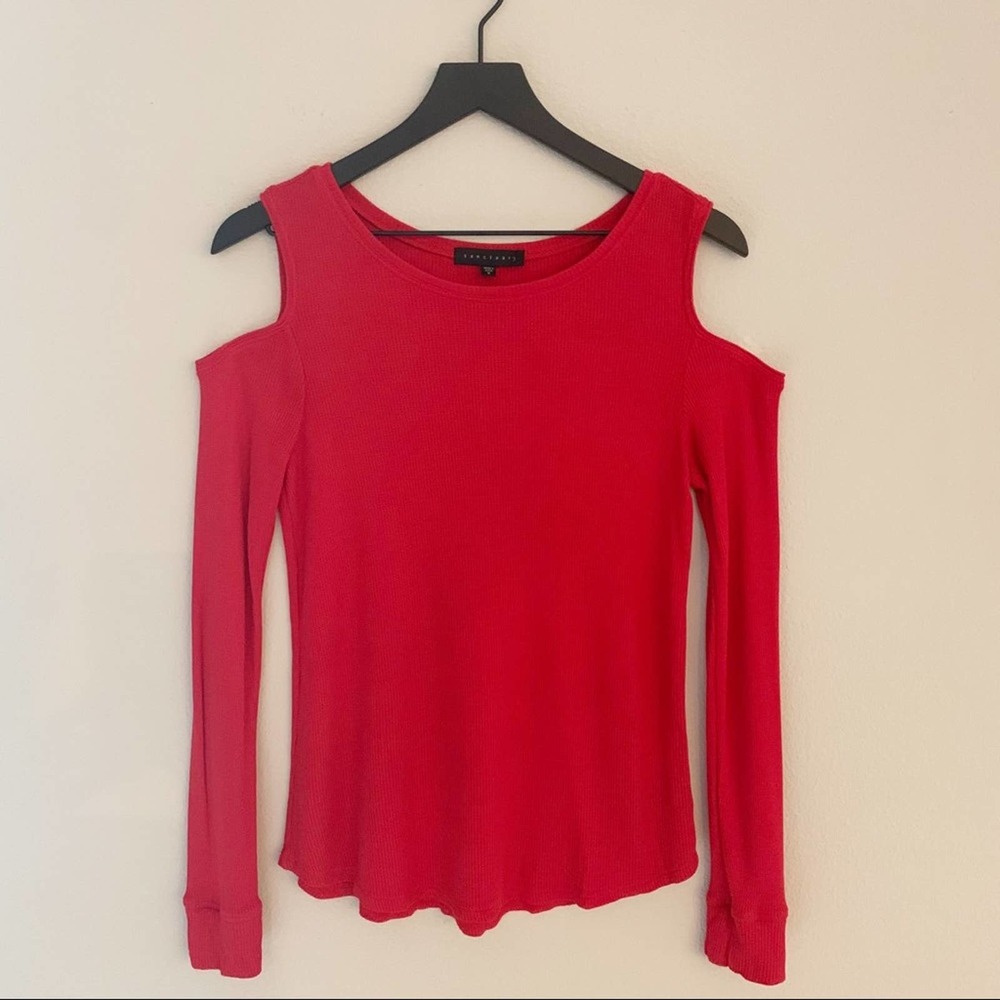 Sanctuary Red Waffle Knit Cold Shoulder top size S